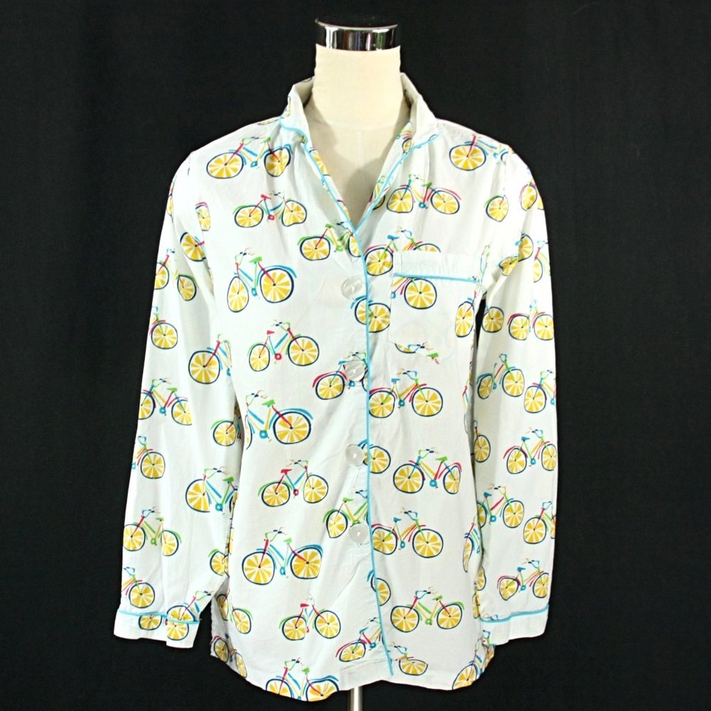 NEW The Company Store Bicycle Novelty Print Cotton Pajama Sleepwear Top Bikes Sm